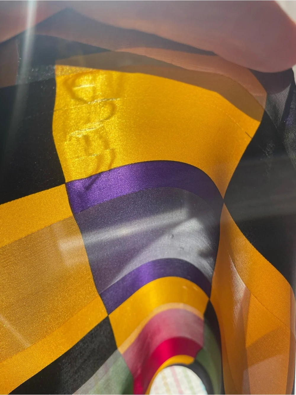 Vintage Adrienne Vittadini Rectangular Silk Scarf Jewel Tone 11x 52